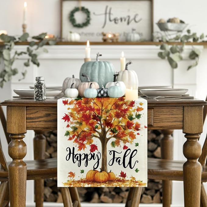 Artoid Mode 210 GSM Fall Table Runner 13x120 Inch Home Party Decor | Maple Tree - Image 2