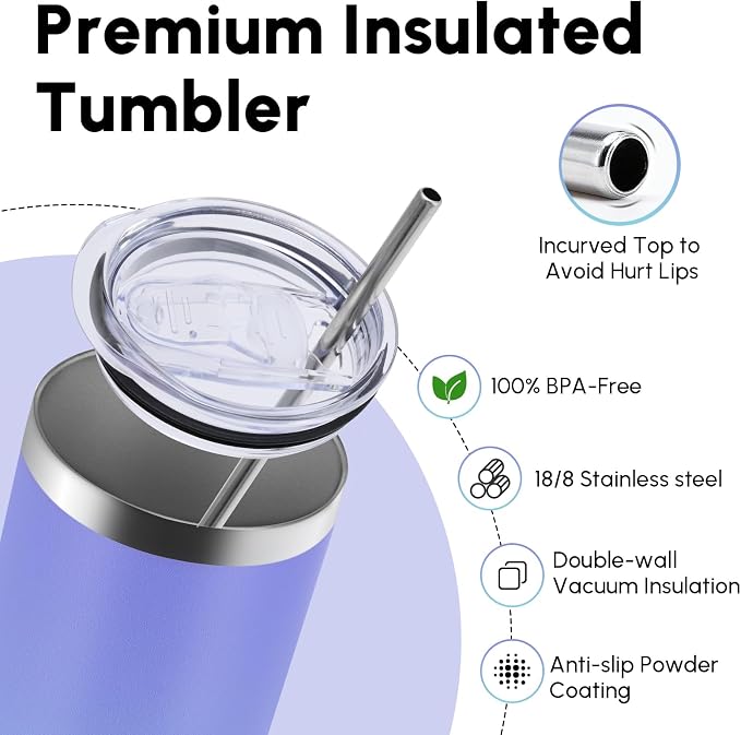Volhoply 8 Pack Skinny Tumblers - Image 3