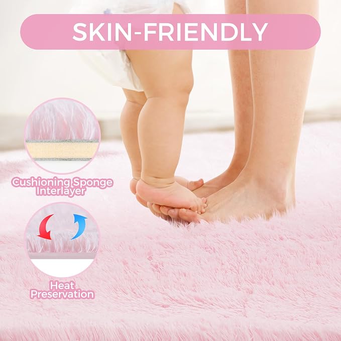 Ultra Soft Rug for Living Room, 8X10 Fluffy Shag Area Rug for Bedroom, Modern - Image 5