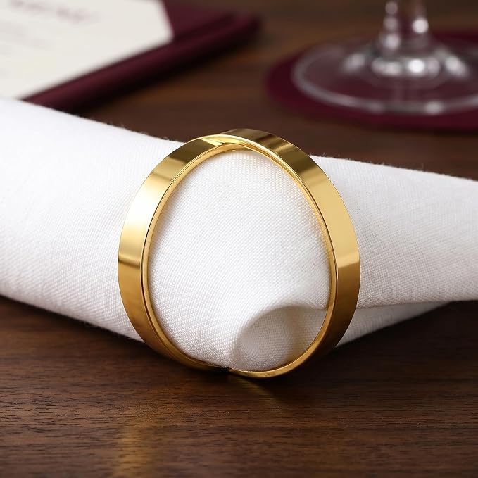 Gold Napkin Rings Set of 12, Metal Holders - Image 9