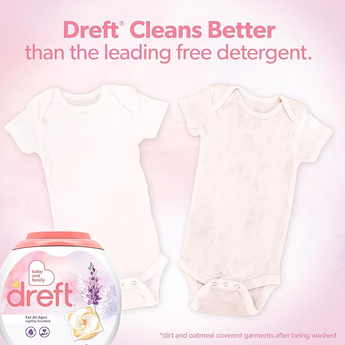 Dreft Laundry Detergent Pacs, HE Compatible, Lightly Scented, Lavender, 25 Count