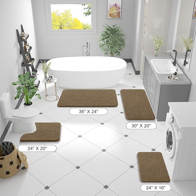OLANLY Bathroom Rugs 30x20, Extra Soft Absorbent Chenille Bath Rugs, Rubber - Image 8