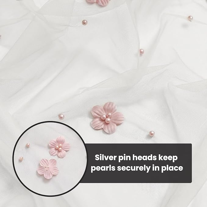 Artoid Mode Pink Flower Pearl White Gauze Table Runner 10FT 6PC, Seasonal Sheer - Image 8