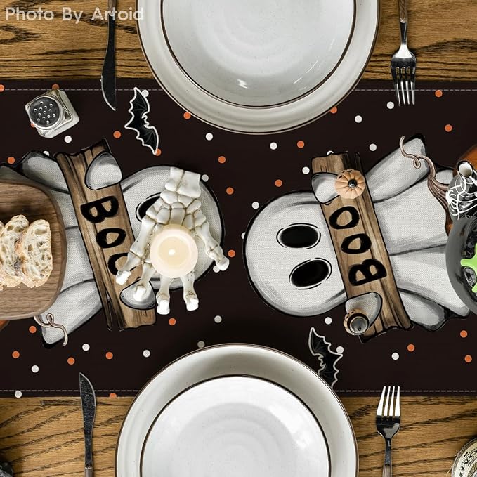 Artoid Mode 210 GSM Halloween Table Runner 13x72 Inch Home Party Decor | Polka - Image 3