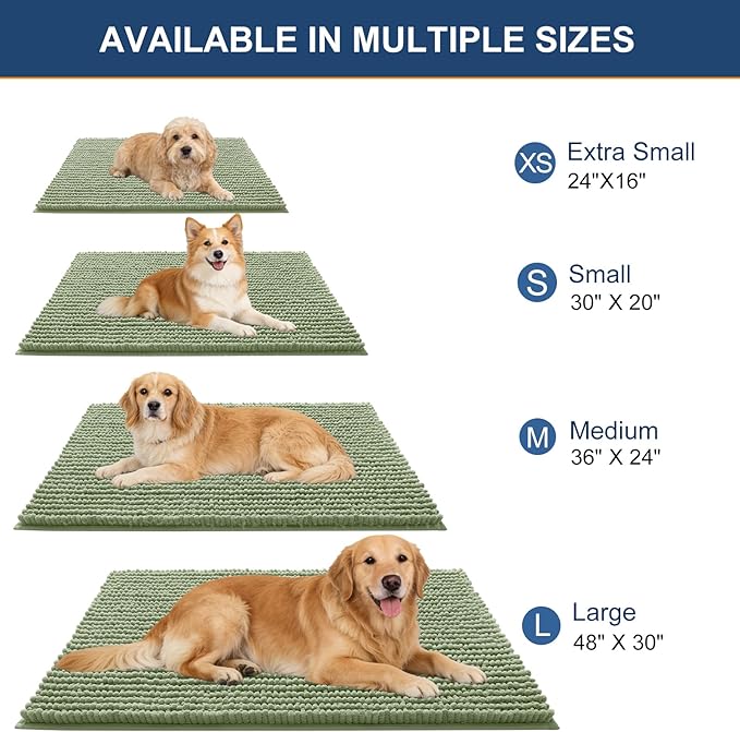 OLANLY Dog Door Mat for Muddy Paws 47x20, Ultra Absorbent Chenille Mud Doormat - Image 2