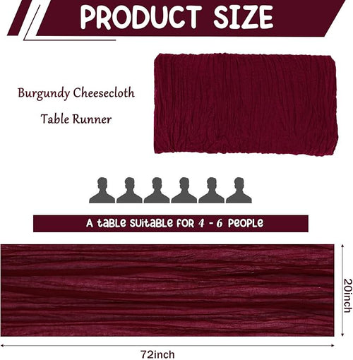 10 Pack Burgundy Cheesecloth Table Runner 6FT Boho Gauze Fabric Table Runner - Image 2