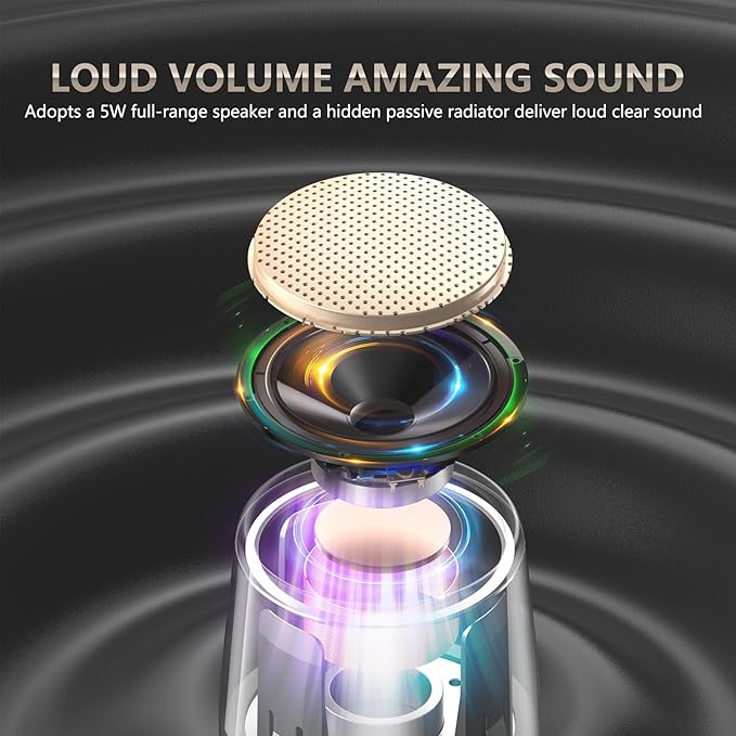 INSMY Small Bluetooth Speaker, Waterproof Mini Portable Wireless Speaker, Punchy Bass Rich Audio Stereo Pairing, Handheld Pocket Size,Built in Mic for Hiking Biking Gift Laptop Tablet (Gold)