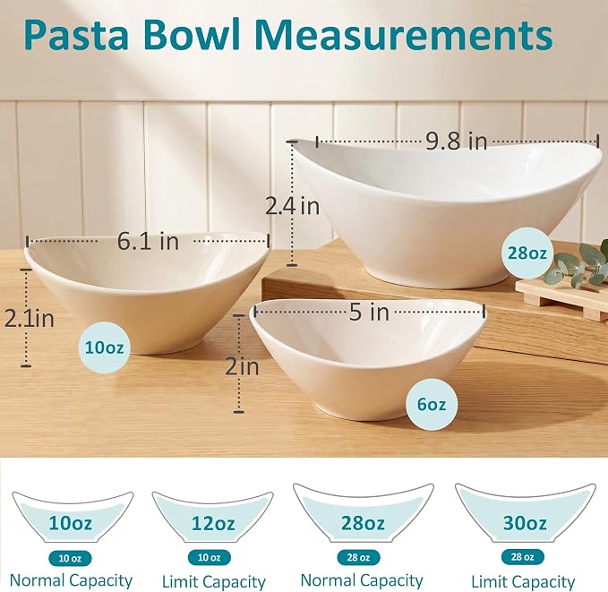 Teocera 7 Inch Salad Bowls Set of 4, 28 oz Large Bowls– Microwave & Dishwasher - Image 3
