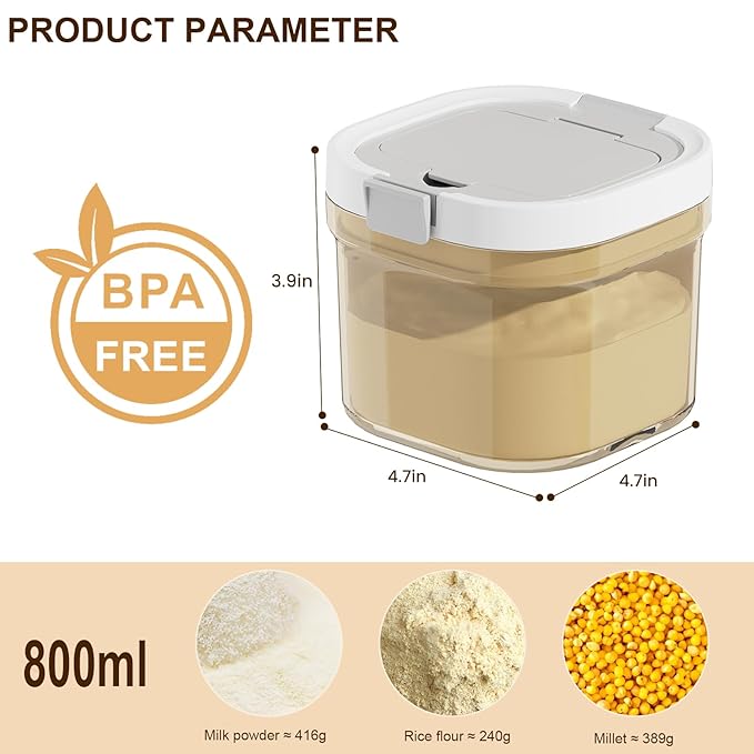 Formula Container to go-800ml Travel Dispenser BPA Free Airtight Container with Spoon and Layered Storage