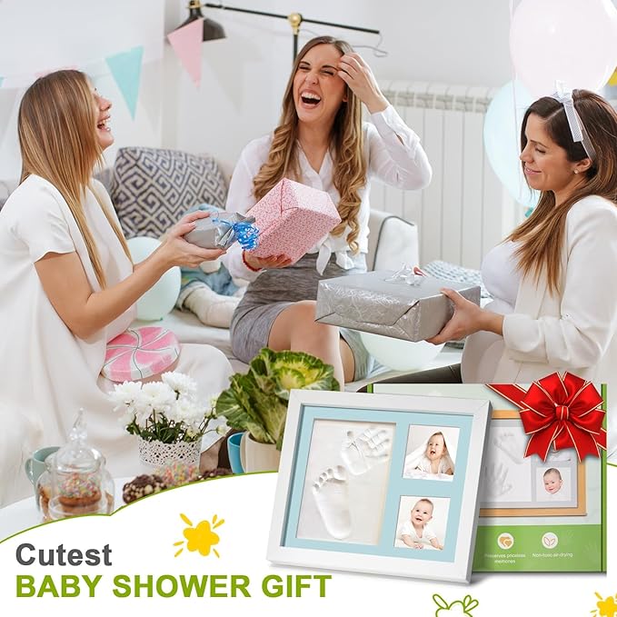 Baby Footprint Kit, Newborn Foot and Hand Print Kit, Baby Keepsake Frame, Nursery Pictures Frames(Walnut)