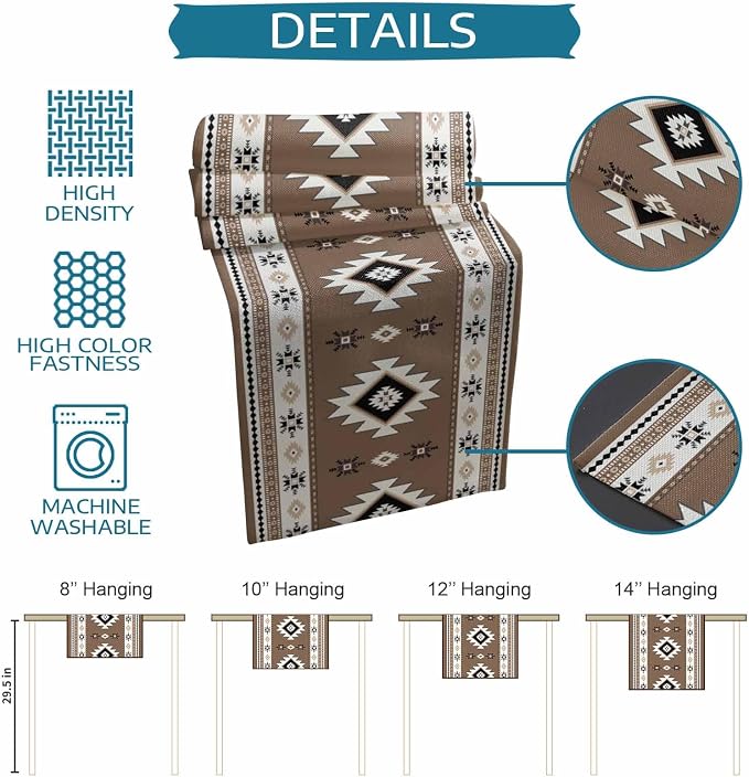 Southwest Aztec Table Runners 108 Inches Long, Cotton Linen Fabric Table Runner - Image 7