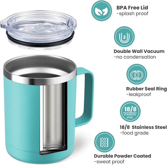 MEWAY 12oz Coffee Mug With Handle 8 Pack Bulk, Stainless Steel Insulated Travel - Image 2