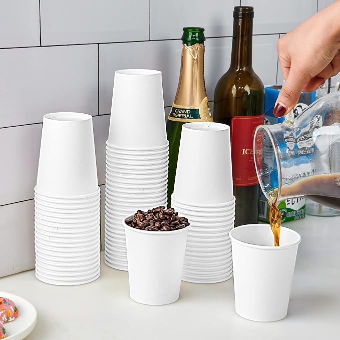 Turbo Bee 300Pack 8oz Paper Cups, Disposable Coffee Cup， White Paper Water Cups - Image 7
