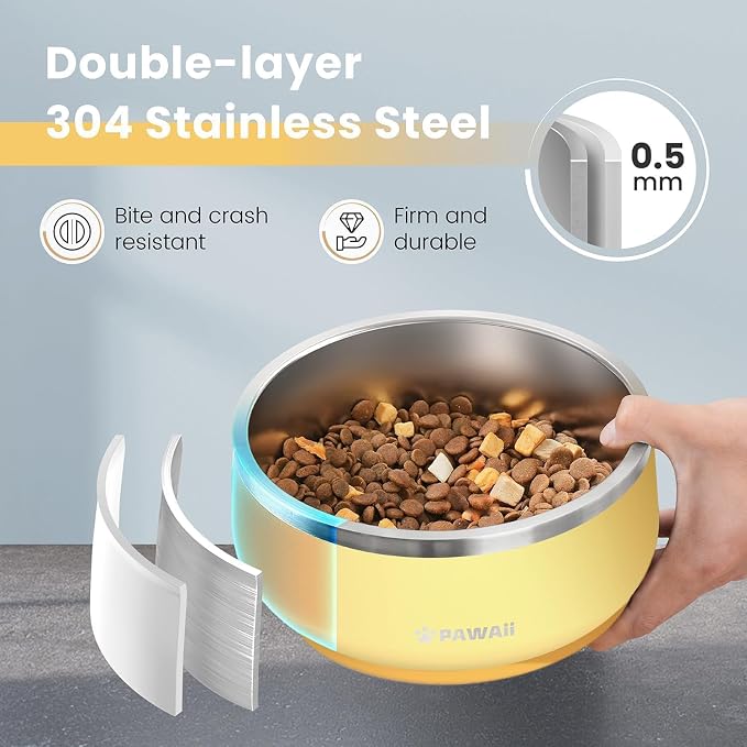 Pawaii Dog Bowl, 68 oz Stainless Steel Food and Water Bowl, ID Tag, 1 Pack | - Image 2