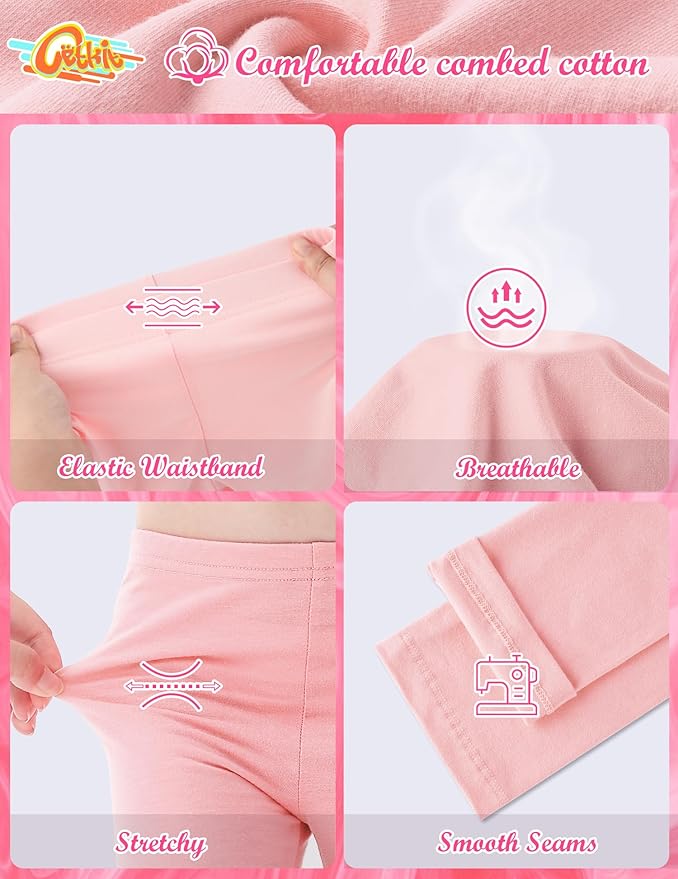 Girls Leggings Cotton Leggings for Toddler Footless Girls Pants Stretchy Baby Girl's Pants Infant Basic Leggings Size 6M -14Y