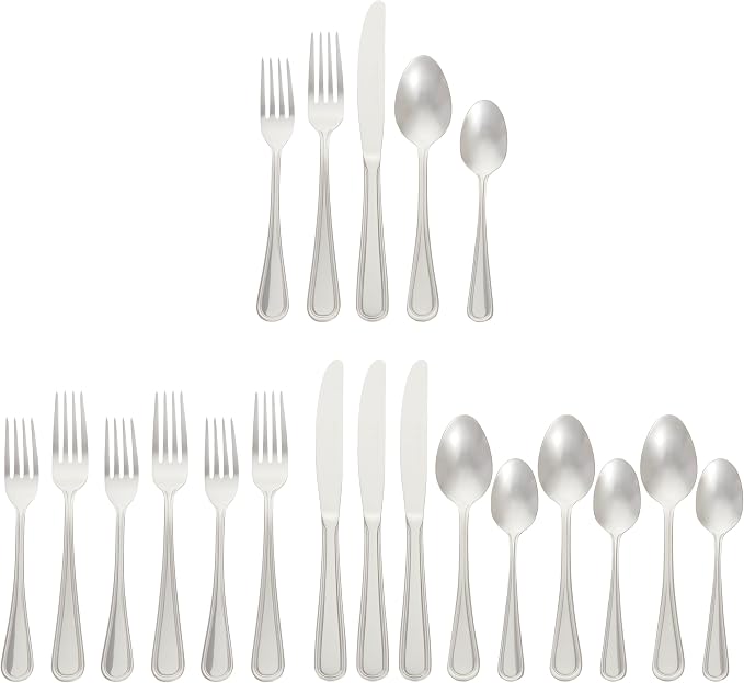 Amazon Basics Silverware Set, Stainless Steel Flatware, Dishwasher Safe by AmazonBasics