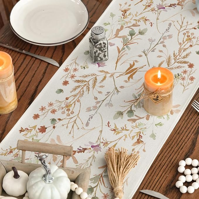 Artoid Mode 210 GSM Fall Table Runner 13x72 Inch Home Party Decor | Floral - Image 4