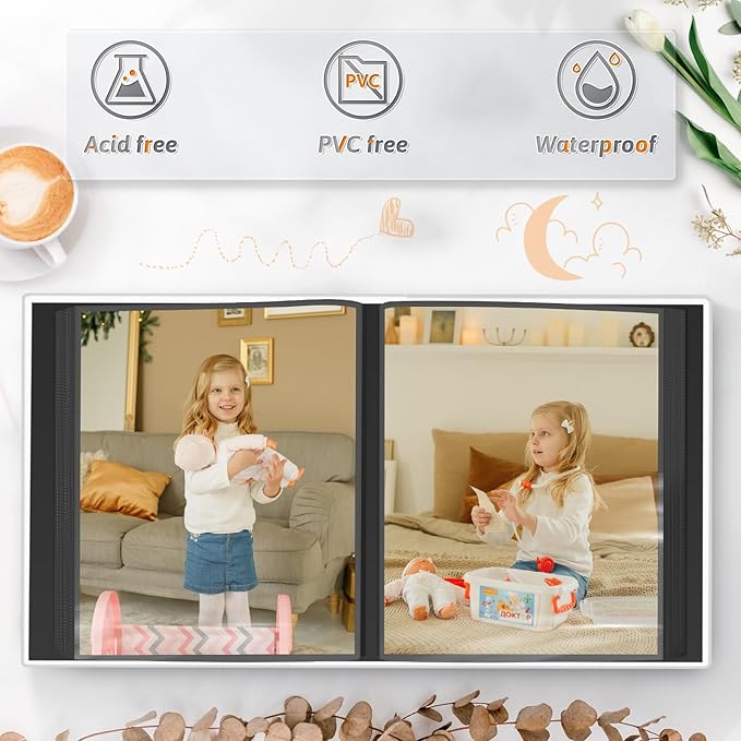 Popotop Photo Album 4x6 100 Pockets for Wedding Gifts,Linen Hardcover Picture Albums for Family Anniversary Baby Vacation Pictures