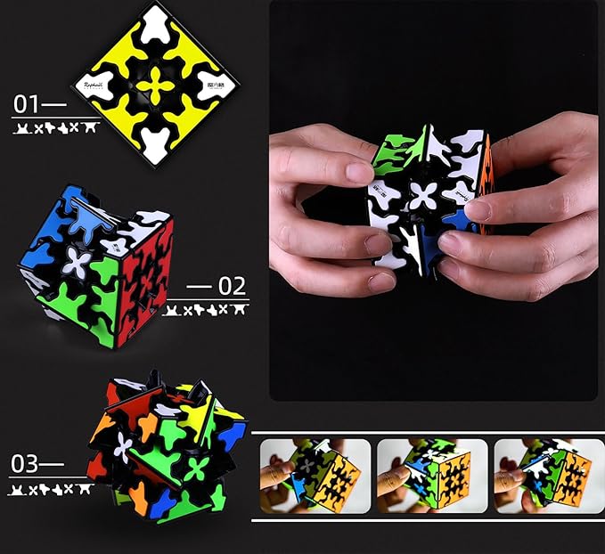 Gear Cube 3x3 with Three-Dimensional Gear Structure Magic Cube 3x3x3 Puzzles Toys (60mm) Brain Teaser Puzzle Game Toy for Children and Adults (Style A)