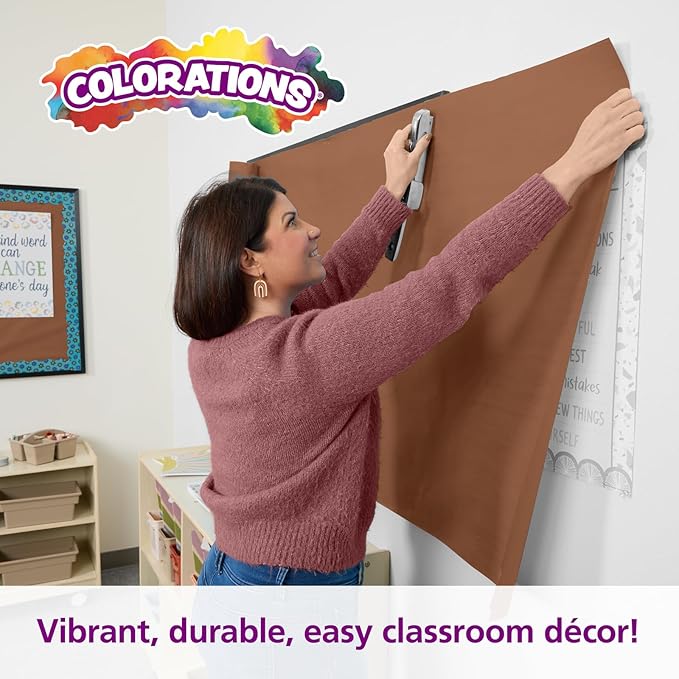 Colorations Prima-Color Fade-Resistant Paper Rolls, Brown, Arts and Crafts, 48" x 60' , Drawing, Finger Painting, Paint, Watercolor, Wall Art, Bulletin Boards, Kids Crafts (Item # DSBR)