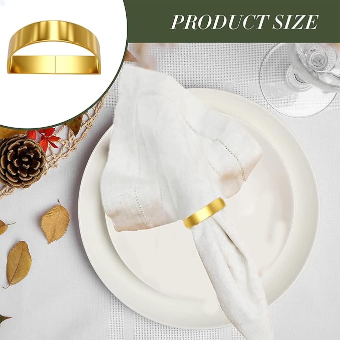 8 Pcs Gold Napkin Rings-Stainless Steel Napkin Rings | Metal Napkin Ring - Image 4