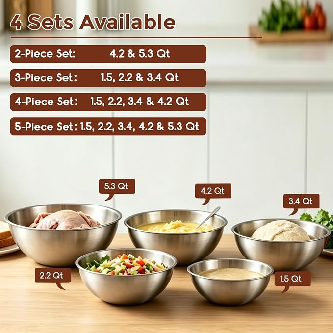 Gronivex Stainless Steel Mixing Bowls Set, 2-Piece | Food-Grade Metal, - Image 8
