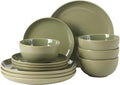 Gibson Home Rockaway 12 Piece Plates and Bowls Matte Outside/Shiny Inside Glaze by GibsonHomewares