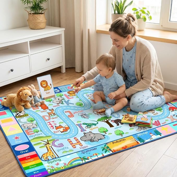 ABC Rug with Alphabet Animals Numbers Shapes, Kids Rugs - Image 5