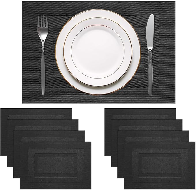 PIGCHCY Placemats Set of 8 Washable Durable Place Mats Vinyl Heat Resistant by PIGCHCY
