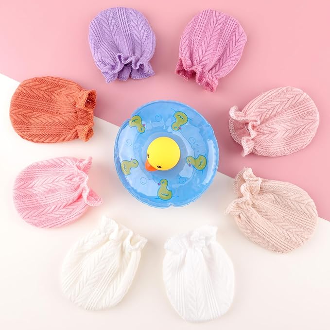 BQUBO Newborn Infant Toddler Mittens No Scratch Cotton Elastic Wrist Gloves Hypoallergenic for 0-6 Months Baby Boys Girls