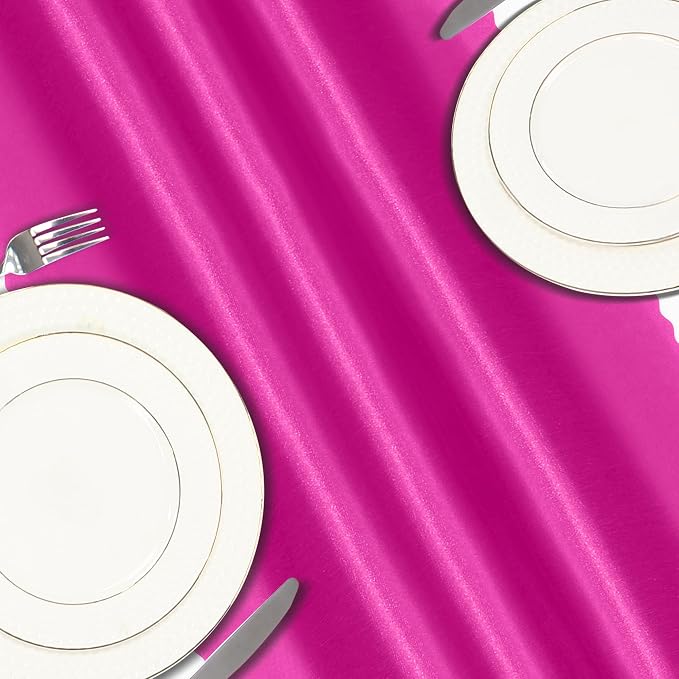 VACVELT Hot Pink Satin Table Runners, 12x72 Inch, 6 Pack, Scalloped Edge | - Image 5