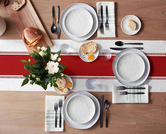 72 inches Long Red Table Runners, Modern Stripes Table Runner Dresser Scarves - Image 3
