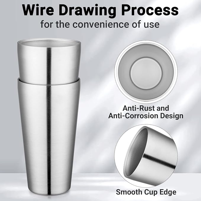 Beasea Stainless Steel Cups 19 oz, 4 Pack Large 18.6oz 550ml Stainless Steel - Image 3