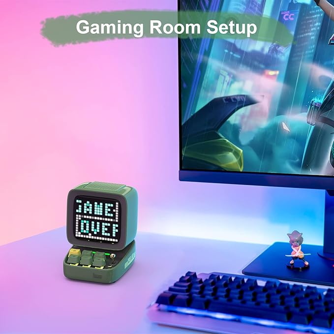 Divoom Ditoo Programmable Pixel Art LED-Bluetooth-Speaker Showing-Clock Emoji DIY Design for Home Wedding Party Decoration with Wireless App Control (Green)