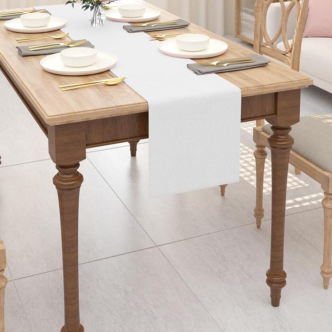 Dinning Table Runner Cloth 12 x 36 Inches Farmhouse Kitchen Coffee Burlap Table - Image 2
