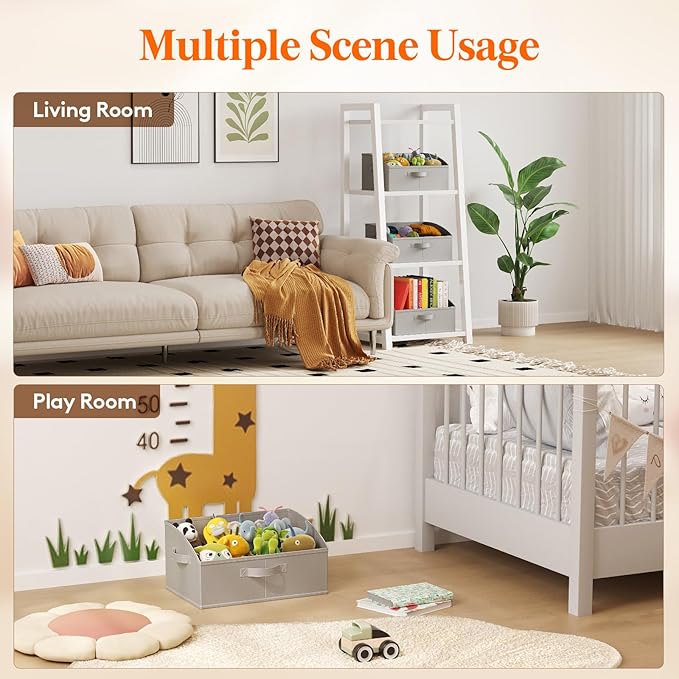 Lifewit Storage Baskets for Shelves, 6 Packs Non-woven Fabric Trapezoid Closet Organizer Bins with Handles, Foldable Clothing Containers Box for Clothes, Toy, Towel, Book, DVD, Hats, Medium-Light Grey