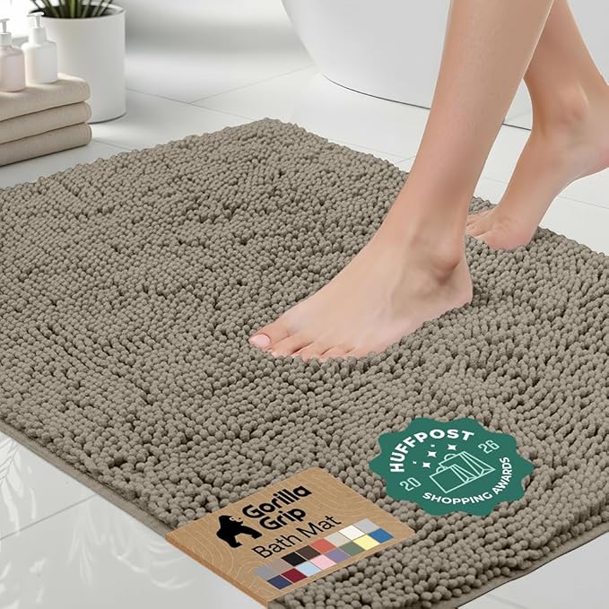 GORILLA GRIP Bath Rug Mat 60x24, Thick Soft Absorbent Chenille, Quick Dry by Unknown