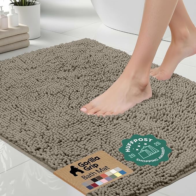 GORILLA GRIP Bath Rug Mat 30x20, Thick Soft Absorbent Chenille, Quick Dry by Unknown