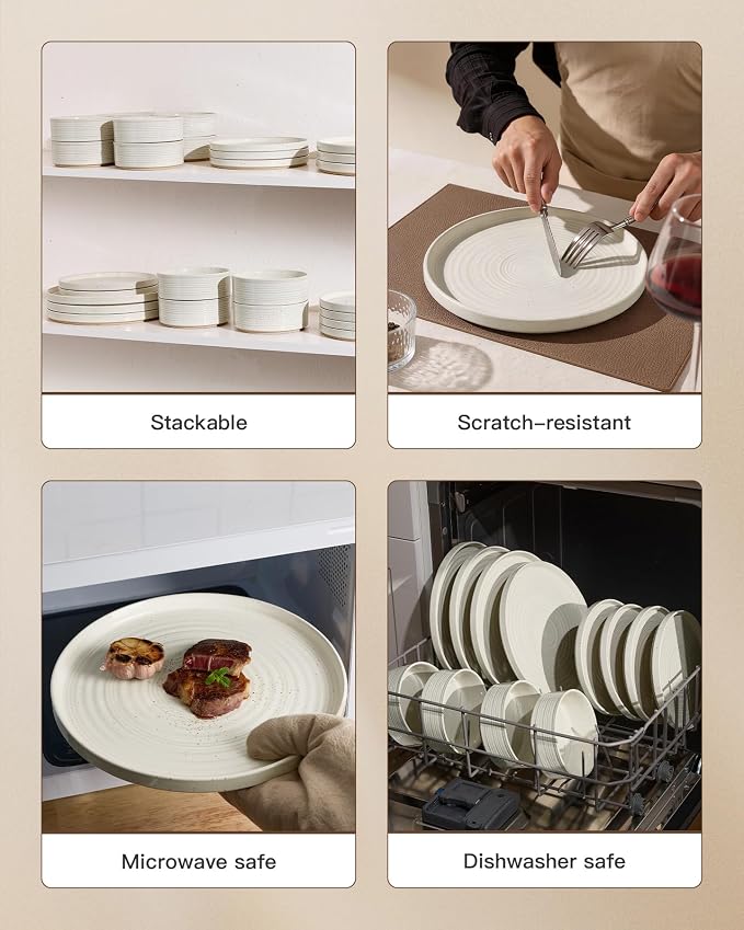 Stoneware Dinnerware Set for 6, Plates and Bowls - Image 5
