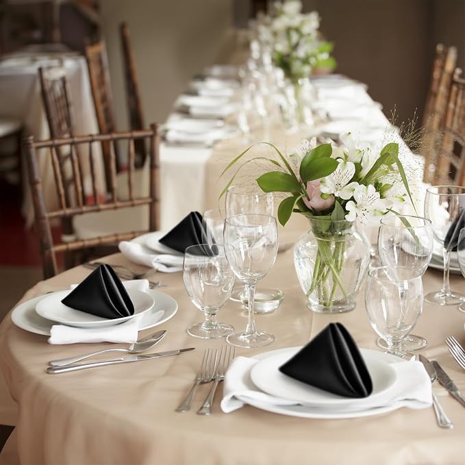 P Pothuiny 50 Pcs Black Satin Napkins 17 x 17 Inch, Satin Cloth Napkins | - Image 7