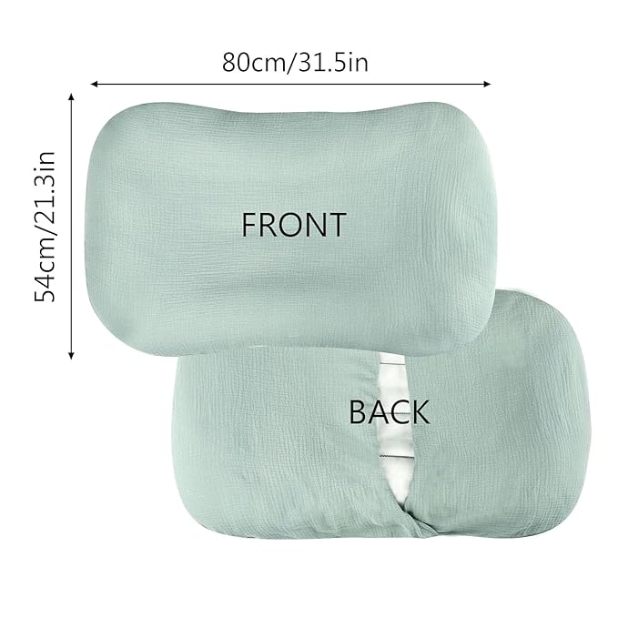 Hooyax Muslin Baby Lounger Cover, 100% Cotton Durable Newborn Lounger Cover, Soft and Breathable Infant Lounger Cover for Boys Girls, Covers Only (Blue-Green)