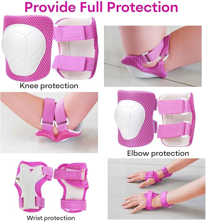 KAMUGO Kids Bike Helmet, Toddler Helmet for Ages 2-8 Boys Girls with Sports Protective Gear Set Knee Elbow Wrist Pads for Skateboard Cycling Scooter Rollerblading