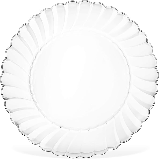 Hard Plastic Plate Set, 50 x 6 Clear Round | Washable & Reusable, Party Supplies - Image 3