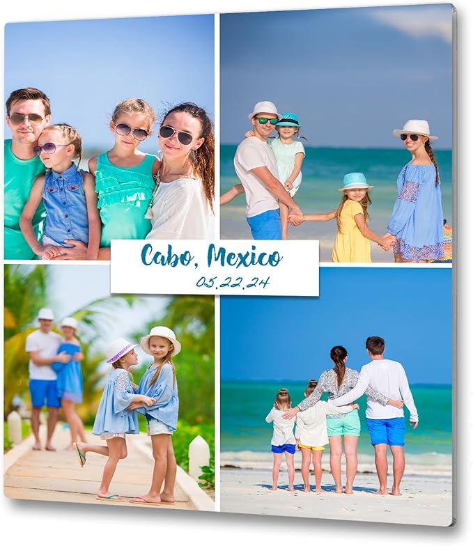 MUNDAZE Custom Collage Metal Poster, Personalized Photo Prints with Text, Glossy Aluminum, Customize with Your Own Pictures, Great Gift for Family, Friends, Ships From USA 18.75" X 15"