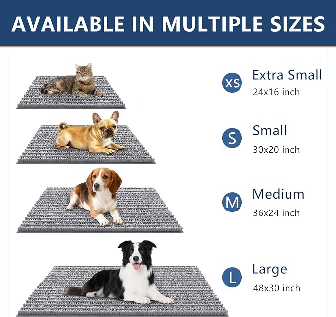 Smiry Dog Door Mat for Muddy Paws 40x24, Absorbent Dirt Trapper, Non-Slip - Image 3