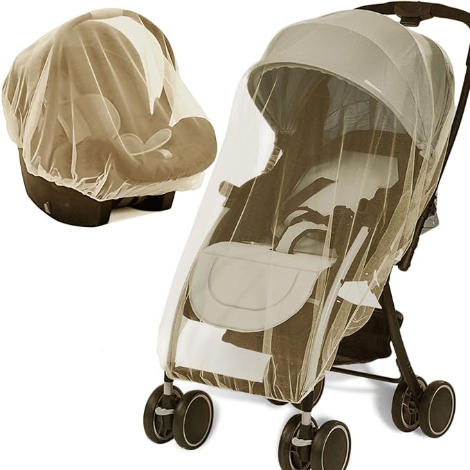 Mosquito Net for Stroller - Protective 2Pack Perfect Bug Net for Strollers, Bassinets, Cradles, Playards, Pack N Plays and Portable Mini Crib (Khaki)