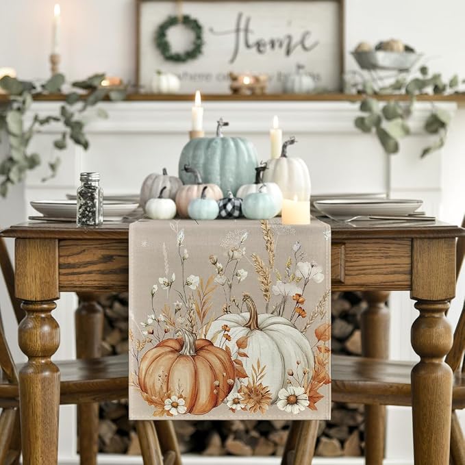 Artoid Mode 210 GSM Fall Table Runner 13x36 Inch Home Party Decor | Pumpkins - Image 2