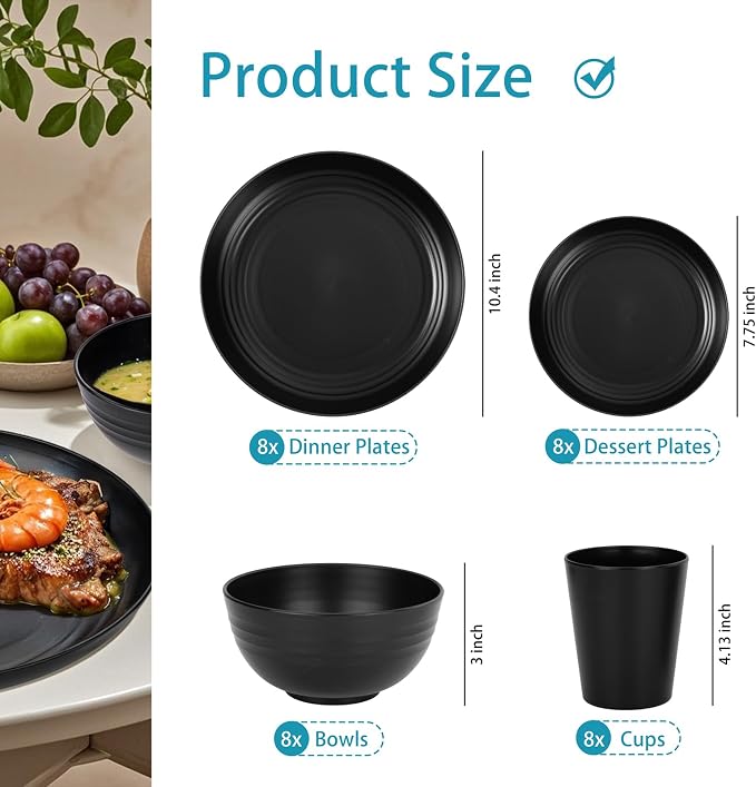 Wheat Straw Dinnerware Sets, Plates and Bowls Set, Dish Sets - Image 6