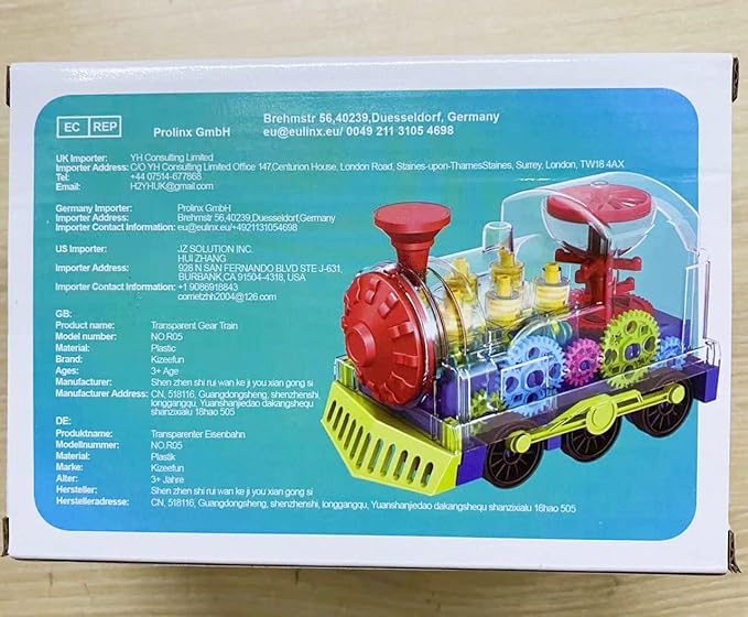 Kizeefun Light Up Train Toy for Toddlers: Transparent Gear Car Toy for Kids with Cool Light and Music Educational Crawling Toys for Baby Boys and Girls