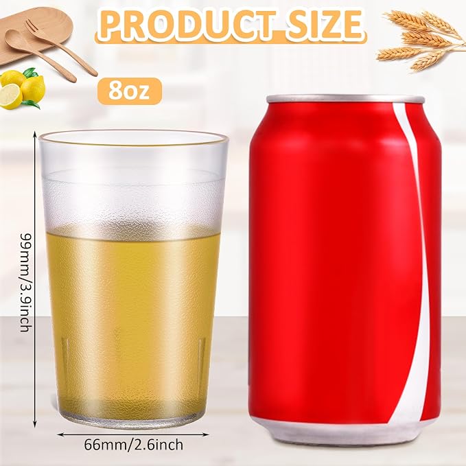 Meanplan 72 Pack Plastic Reusable Drinking Glasses Restaurant Grade 8 oz - Image 2